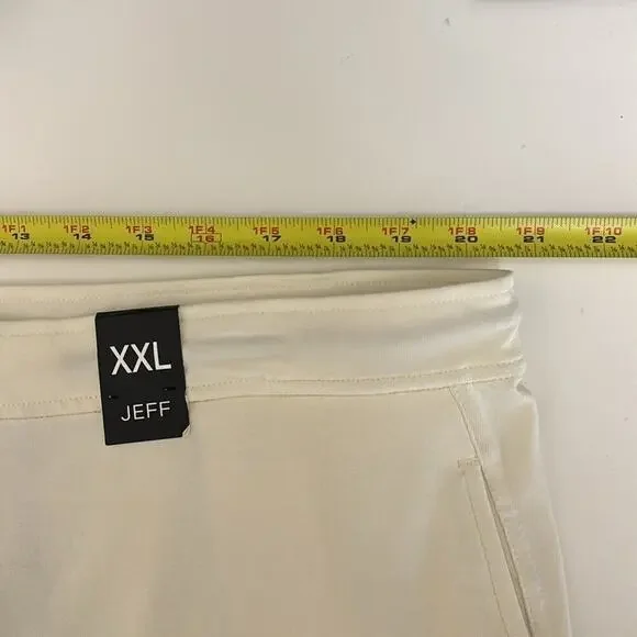 Men’s Jeff Shorts Size XXL in Cream 90% Cotton 10% Polyester Button n Drawstring - Picture 4 of 13